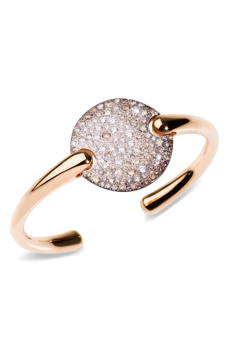 Pomellato Sabbia Diamond Pavé Cuff Bracelet, Main, color, Rose Gold