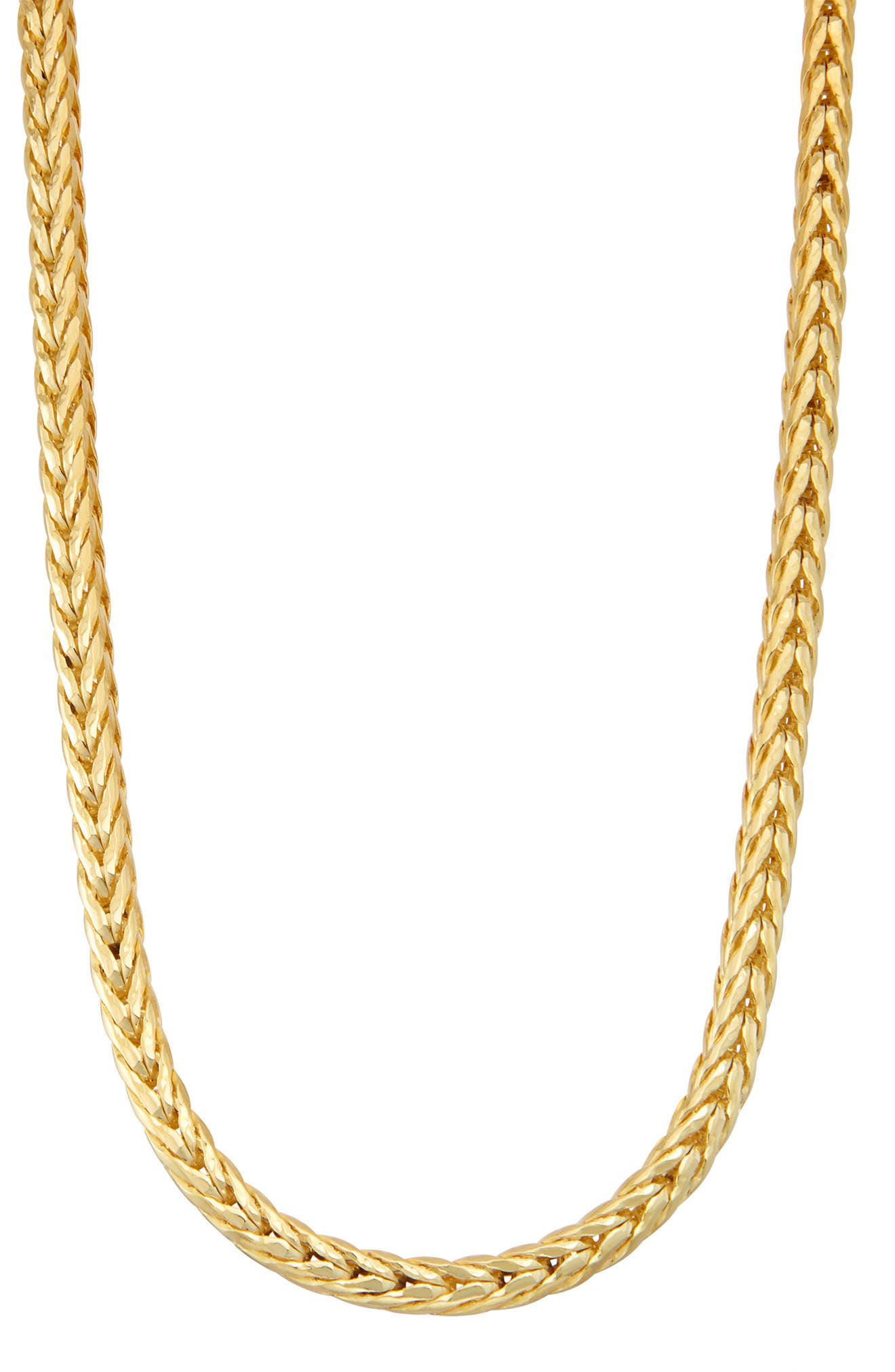 FZN 14K Gold Plated Sterling Silver Wheat Chain Necklace