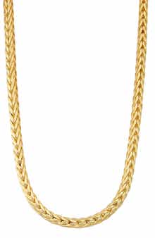 FZN 14K Gold Plated Sterling Silver Wheat Chain Necklace