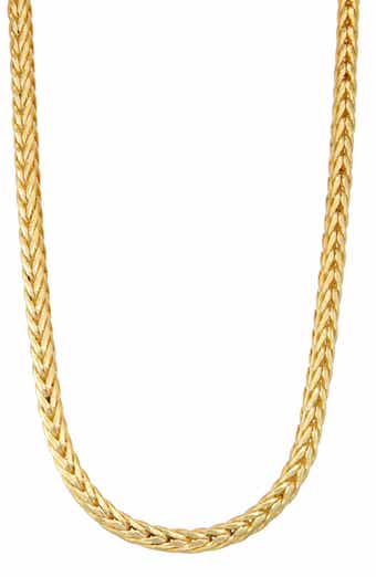 FZN 14K Gold Plated Sterling Silver Wheat Chain Necklace