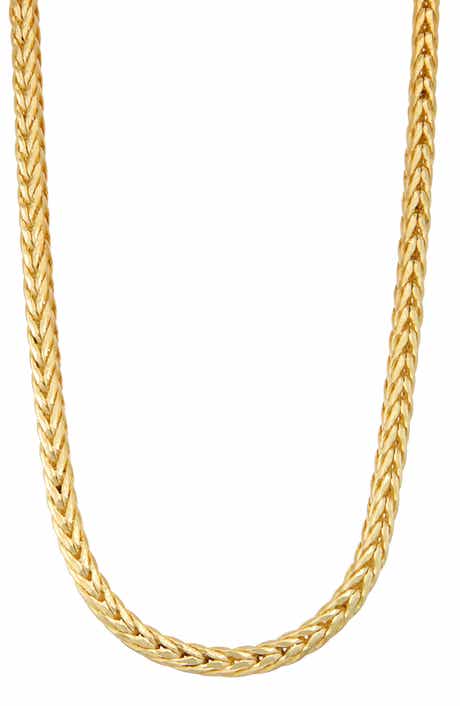 FZN 14K Gold Plated Sterling Silver Wheat Chain Necklace