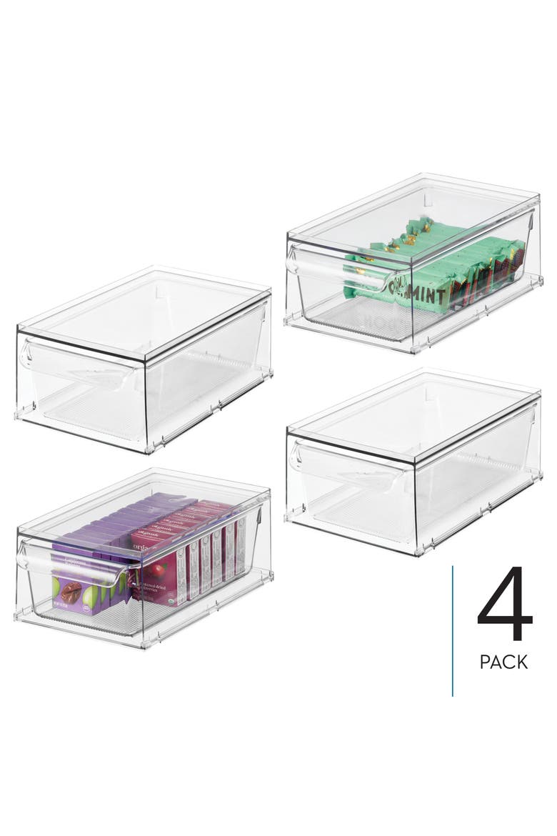 Stackable Kitchen Storage Drawer for Fridge, Pantry, Under-Sink, or Cabinet - Set of 4 - Clear, Alternate, color, Clear
