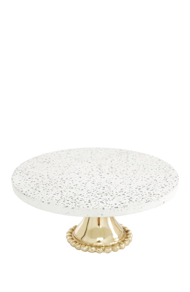 VIVIAN LUNE HOME Goldtone Ceramic Speckled Cake Stand with Goldtone Base - Set of 2, Alternate, color,
