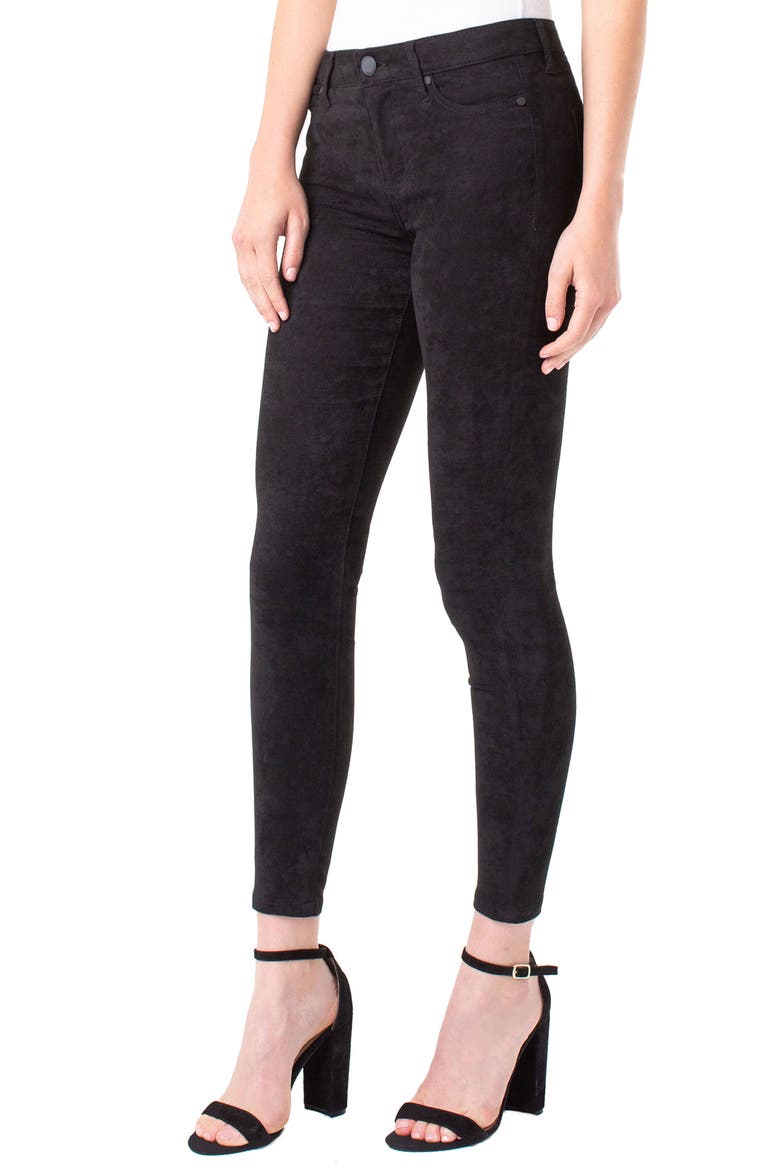 Liverpool Abby Faux Suede Ankle Pants, Alternate, color, BLACK