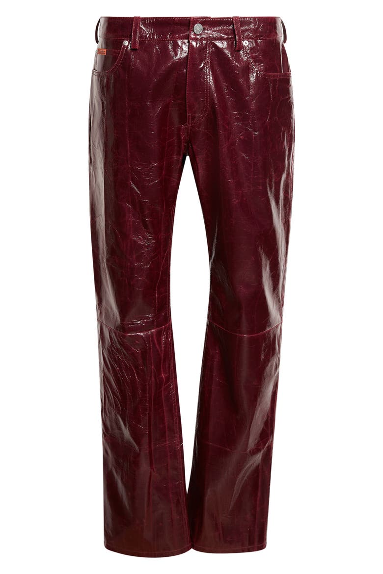 Low Rise Crinkled Faux Leather Straight Leg Pants, Alternate, color, PURPLE