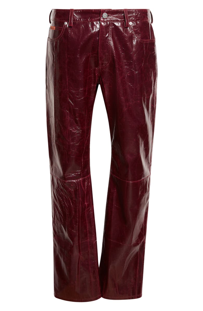 Martine Rose Low Rise Crinkled Faux Leather Straight Leg Pants, Alternate, color, Purple