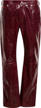 Martine Rose Low Rise Crinkled Faux Leather Straight Leg Pants