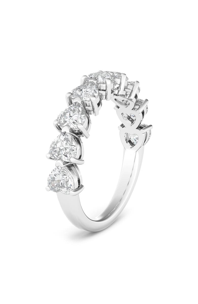 HauteCarat Heart Cut Lab Created Diamond Half Eternity Ring, Alternate, color, White Gold