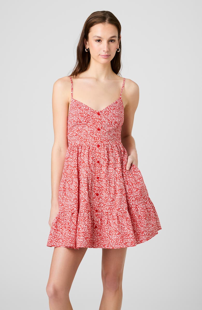 French Connection Blaire Floral Button-Up Tiered Minidress, Alternate, color,