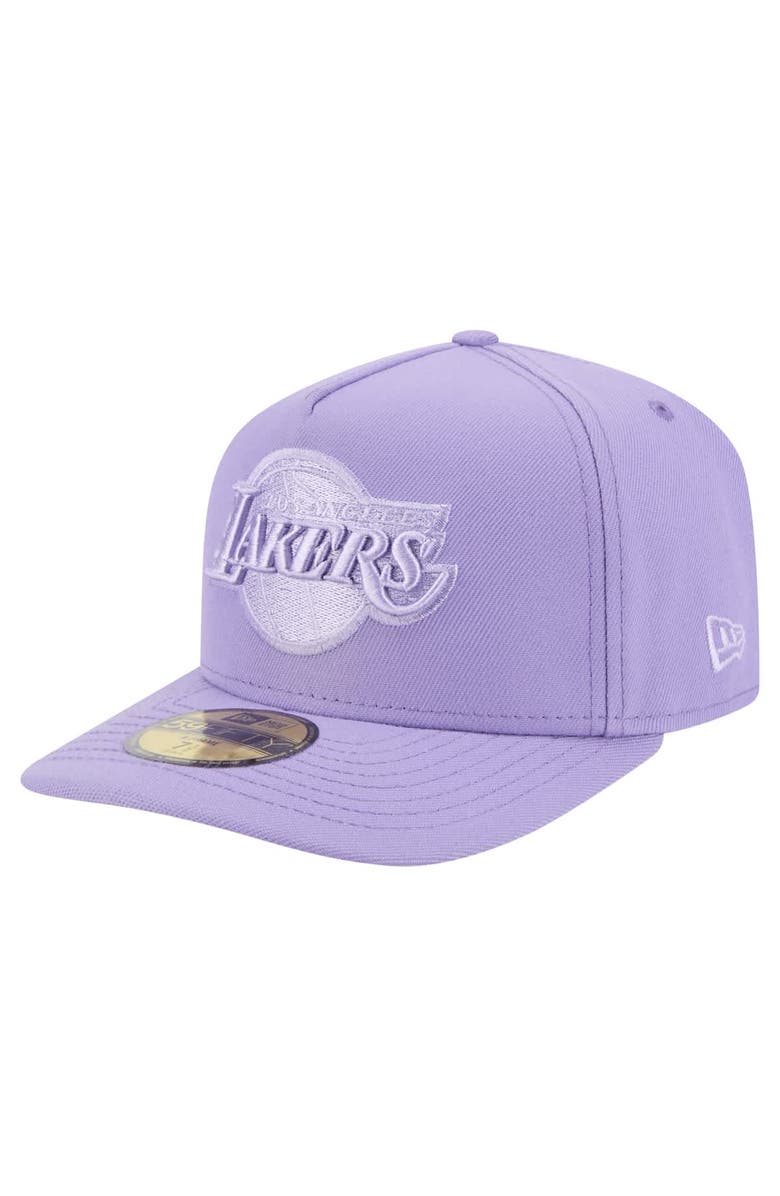 New Era Men's New Era  Purple Los Angeles Lakers Colorpack A-Frame Pinch Front 59FIFTY Fitted Hat, Alternate, color, 