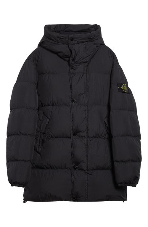 Stone Island Short Down Puffer Parka In Black