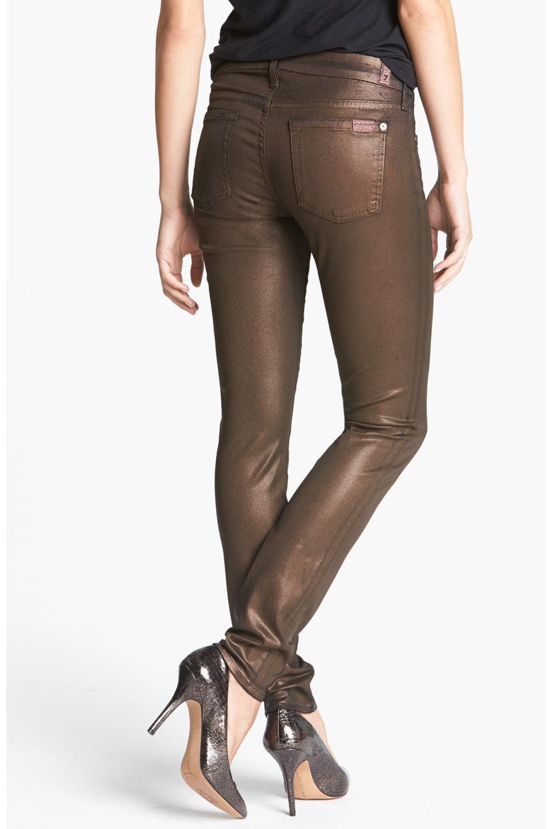 7 For All Mankind® 'Higher Gloss Gummy' Skinny Jeans, Alternate, color, BROWN SUGAR