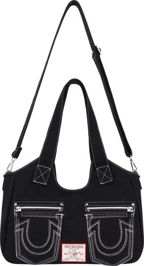Horseshoe Stitched Denim Shoulder Bag