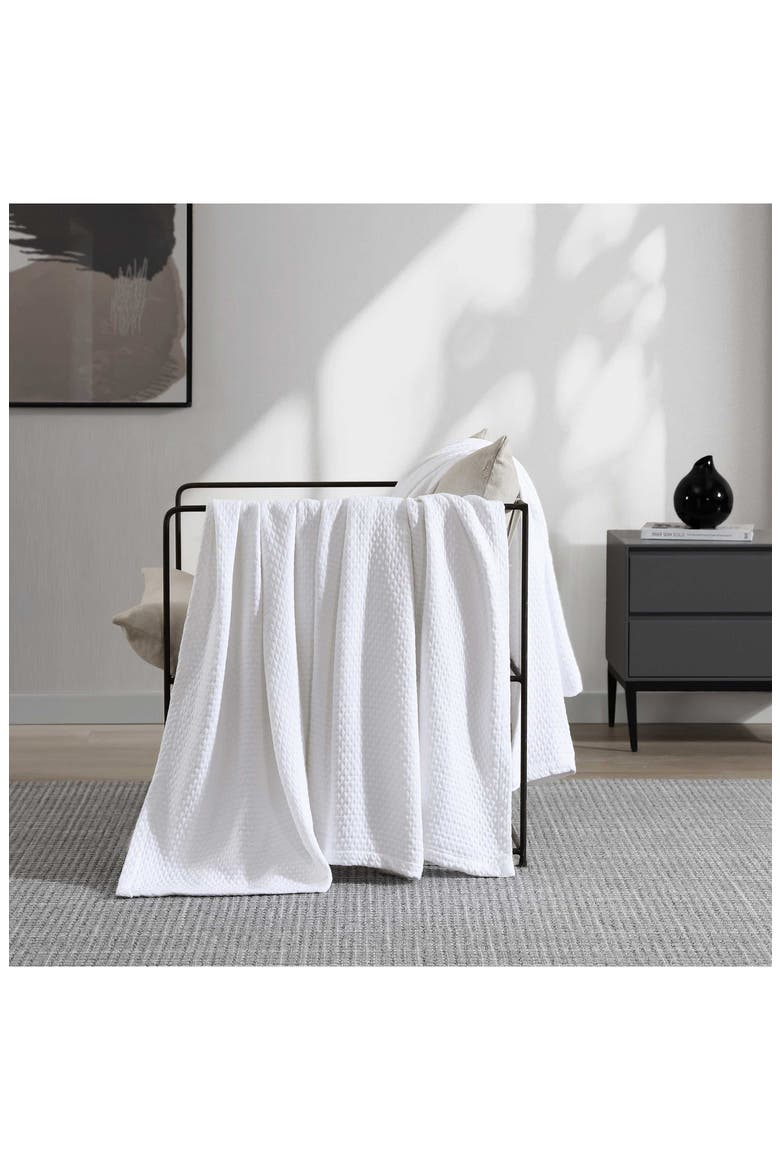 Matelassé Cotton Jacquard Blanket, Alternate, color, WHITE