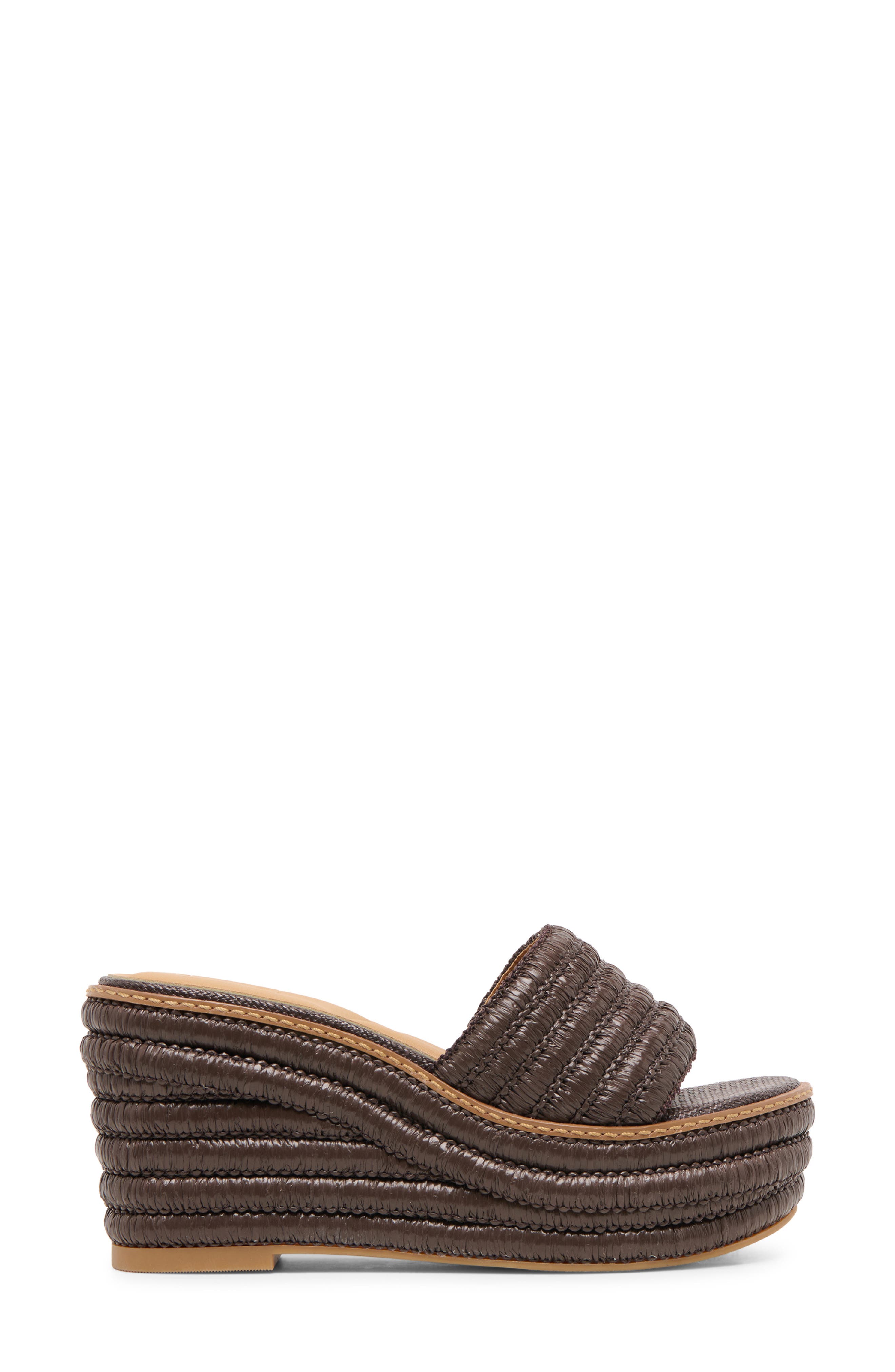 Dolce Vita Throne Platform Wedge Sandal, Alternate, color, Chocolate Woven Raffia