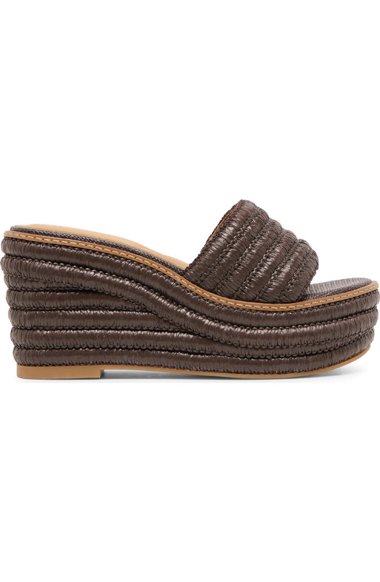 Dolce Vita Throne Platform Wedge Sandal, Alternate, color, Chocolate Woven Raffia