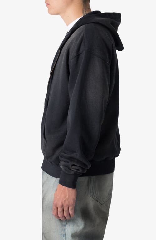 Mnml Basic Faded Cotton Zip-up Hoodie In Washed Black