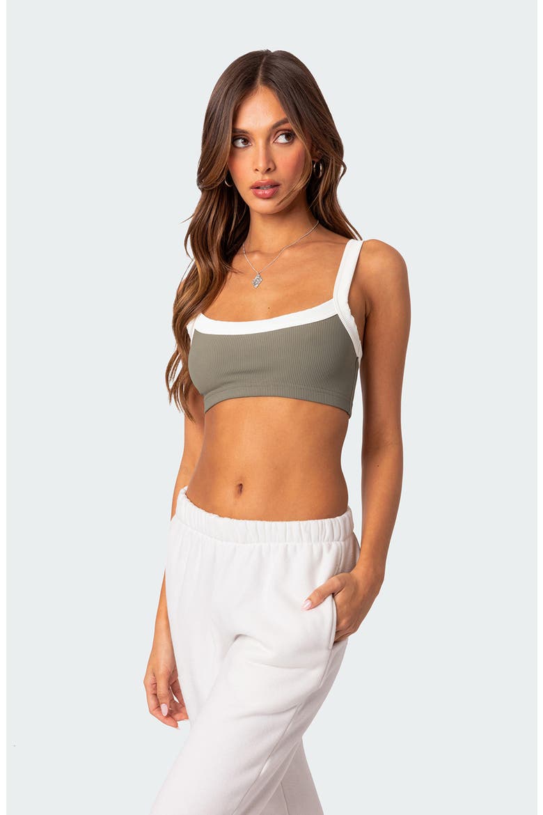Sariah Ribbed Crop Top Bralette, Alternate, color, OLIVE