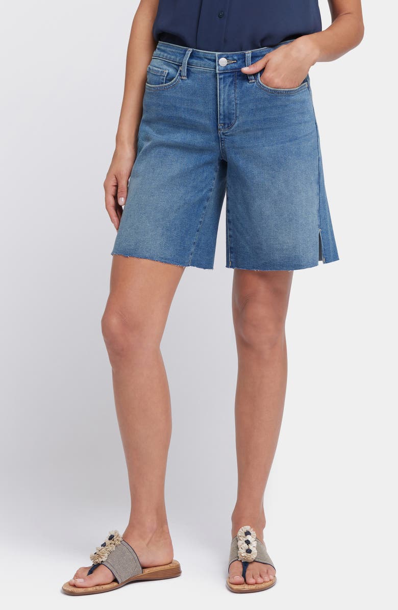 NYDJ Naomi Relaxed Raw Hem Denim Shorts, Main, color, Costa Brava
