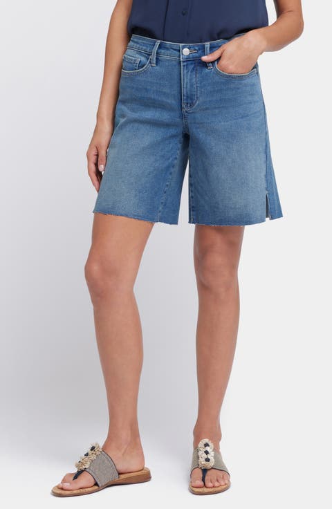 Naomi Relaxed Raw Hem Denim Shorts (Costa Brava)