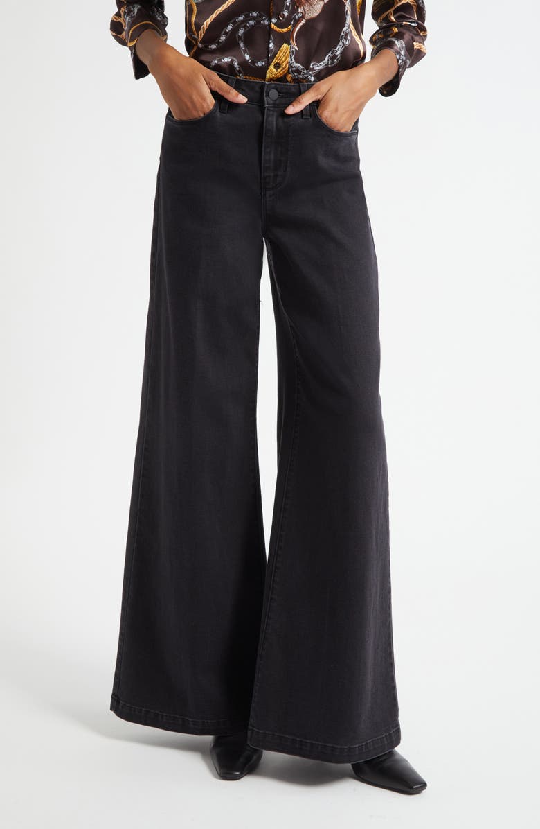 L'AGENCE Quincy High Waist Wide Leg Jeans, Main, color, Washed Black