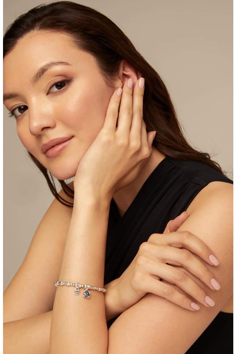 Blue Crystal Stretch Bracelet, Alternate, color, Silver