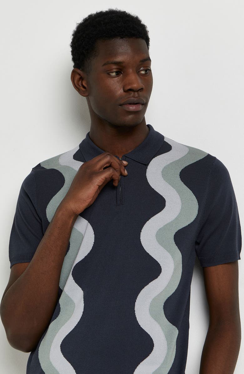 River Island Swirl Stripe Polo Sweater, Alternate, color, 