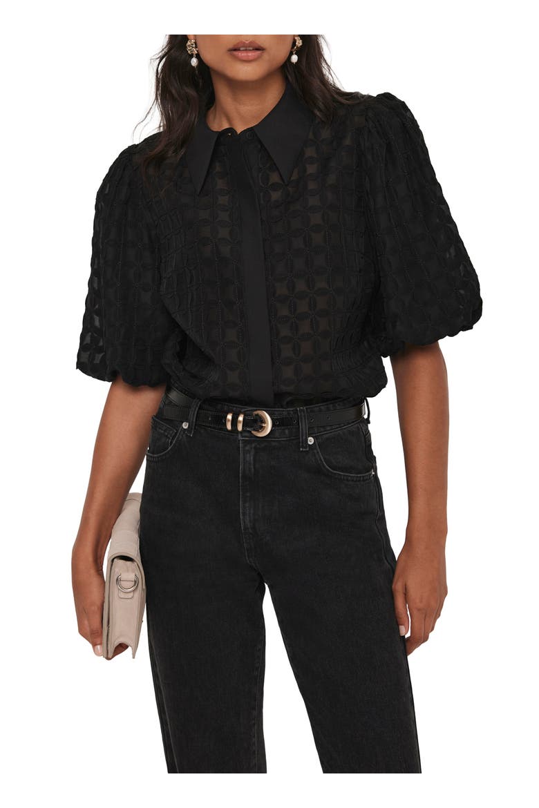 Petal Detail Shirt, Alternate, color, Black