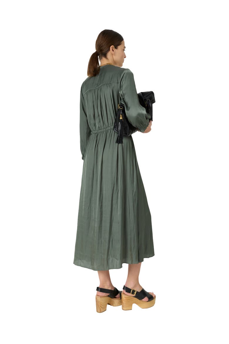 Rubie Satin Midi Dress, Alternate, color, Khaki Green