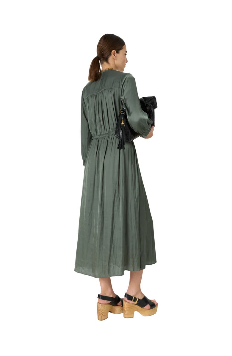 GERARD DAREL Rubie Satin Midi Dress, Alternate, color, Khaki Green