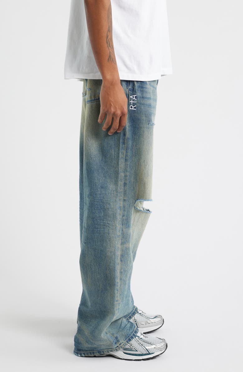 RtA Franco Ripped Wide Leg Jeans, Alternate, color, Muddy Sky