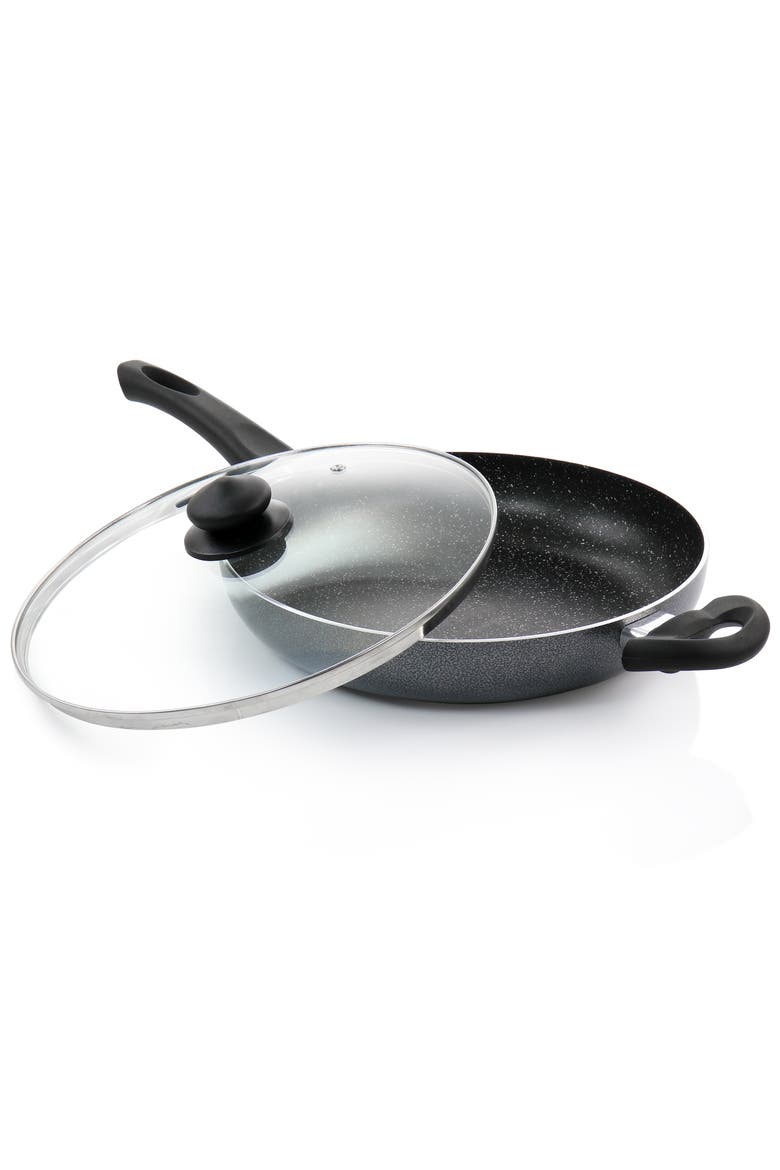 Pallermo 3.5 Quart Aluminum Nonstick Saute Pan  with Lid, Alternate, color, Black