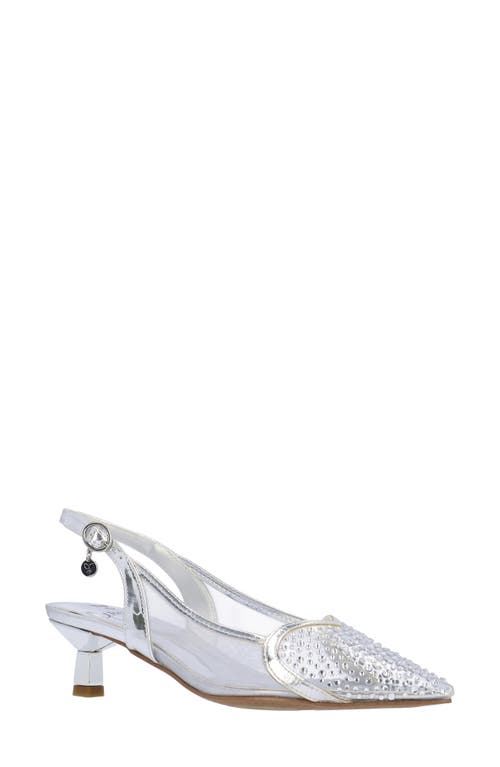 J. Reneé Gwyn Pointed Toe Slingback Pump In Silver