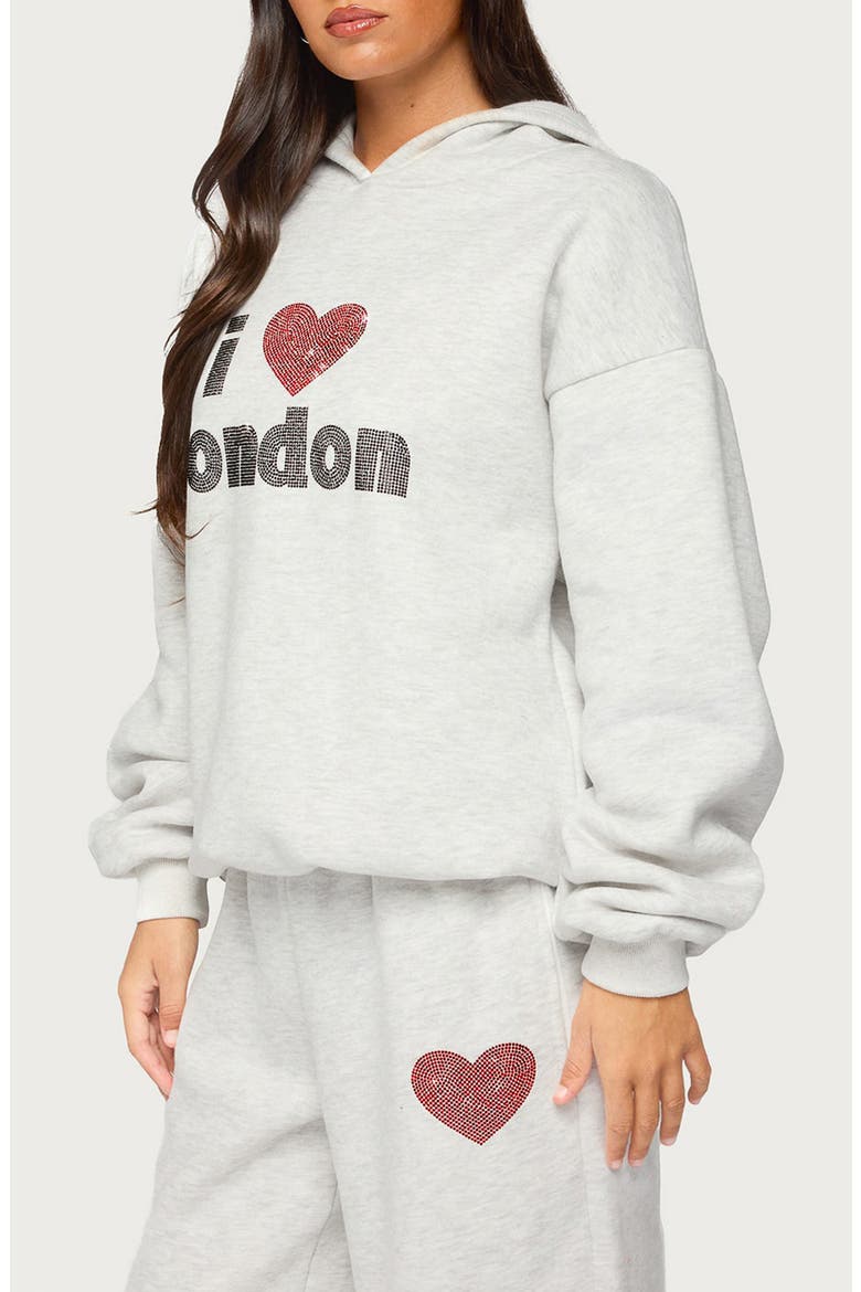 London Obsessed Rhinestone Graphic Hoodie, Alternate, color, LIGHT-GRAY-MELANGE