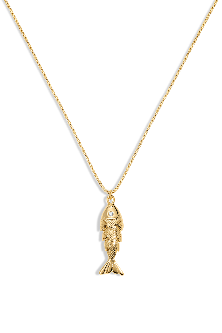 Summer Catch Fish Necklace, Main, color, GOLD