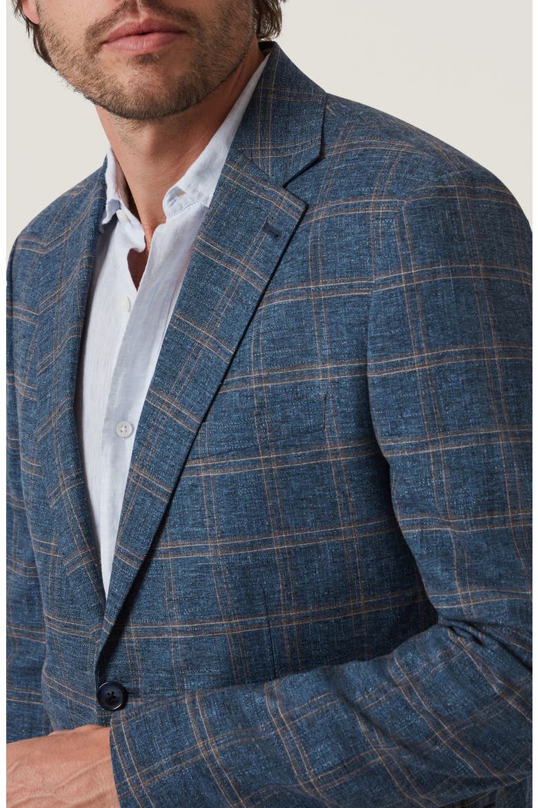 Matteo Shadow Check Stretch Cotton & Wool Blend Sport Coat, Alternate, color, BLUE