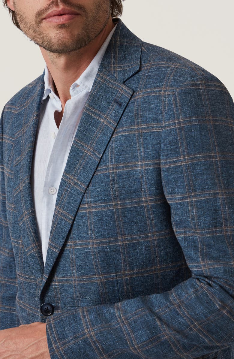 34 Heritage Matteo Shadow Check Stretch Cotton & Wool Blend Sport Coat, Alternate, color, Blue