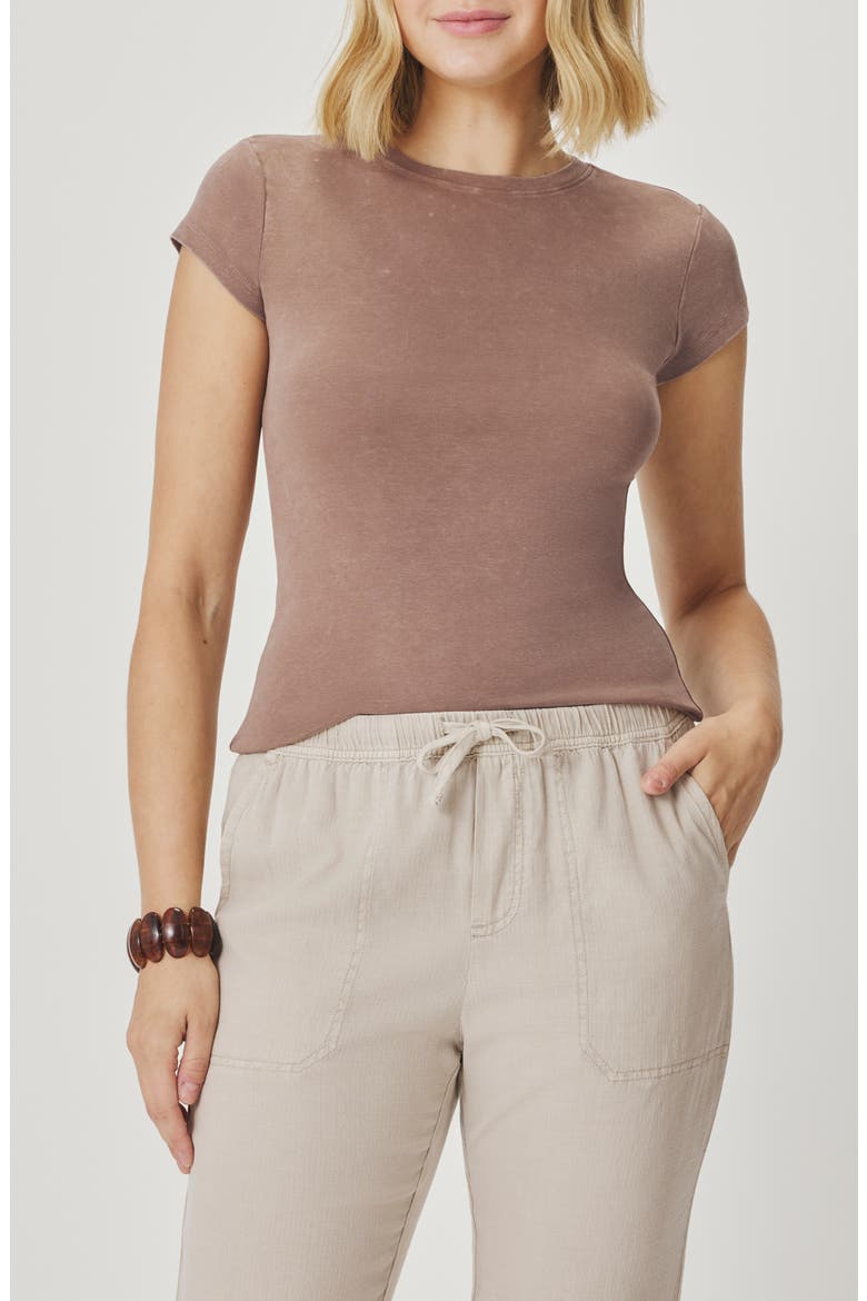 Josie Stretch Jersey T-Shirt, Main, color, WICKER BROWN