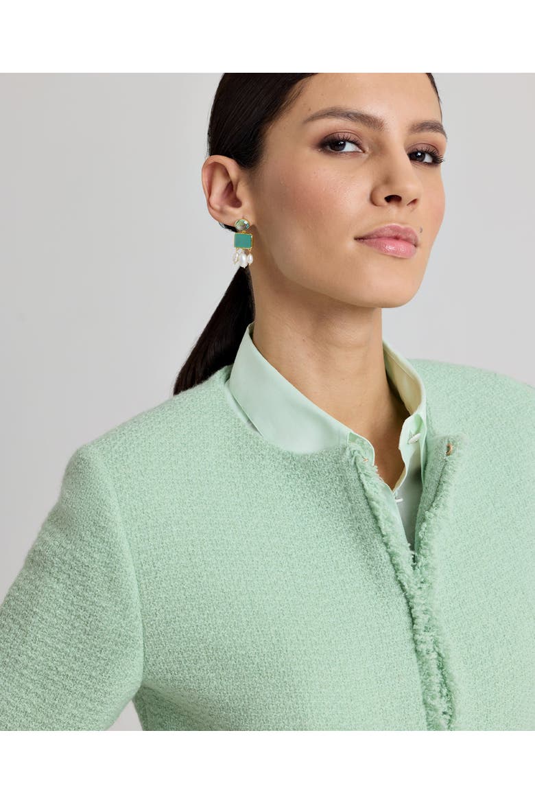 Gabrielle Cropped Wool Boucle Jacket, Alternate, color, Green