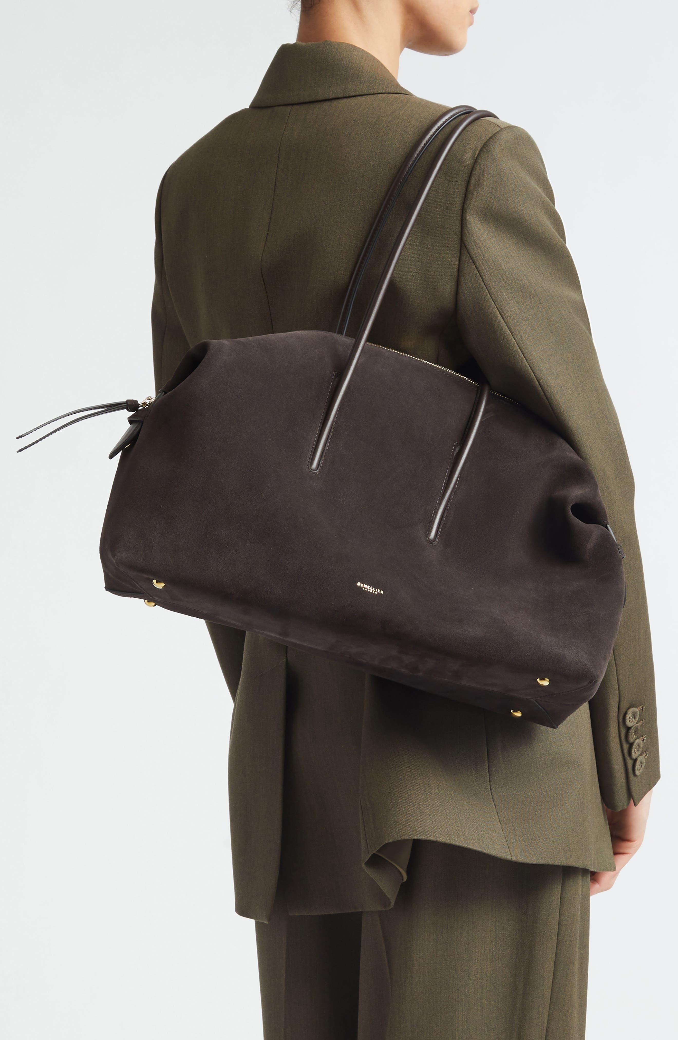 DeMellier The Stockholm Leather Top Handle Bag, Alternate, color, Dark Chocolate