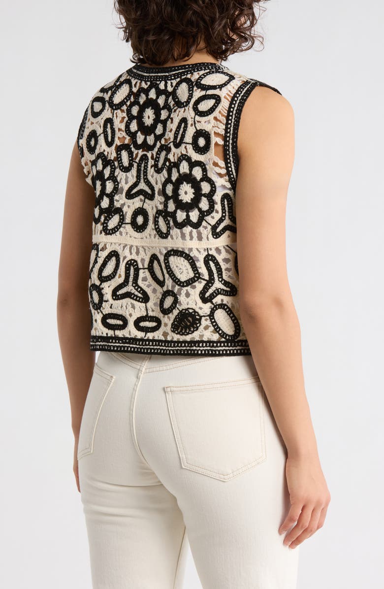 Forgotten Grace Floral Embroidered Open Knit Button Tank, Alternate, color,