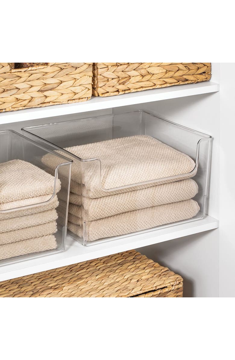 iDesign Open-Front Storage Bin, Set of 2, Clear, Made in USA, Alternate, color, Clear