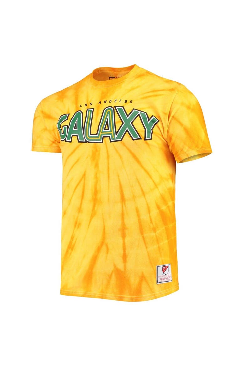 Men's Mitchell & Ness Gold LA Galaxy Since '96 Tie-Dye T-Shirt, Alternate, color, Gold