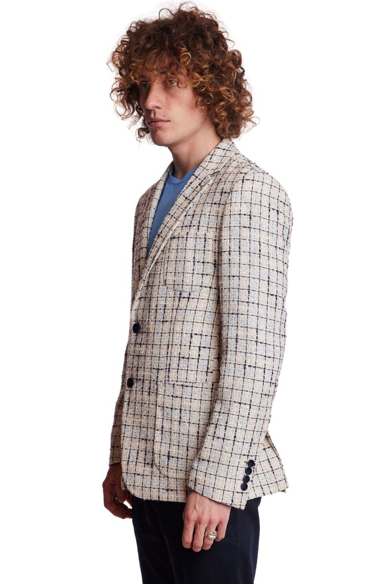 PAISLEY & GRAY Dover Slim Fit Textured Plaid Sport Coat, Alternate, color, Beige Navy Check