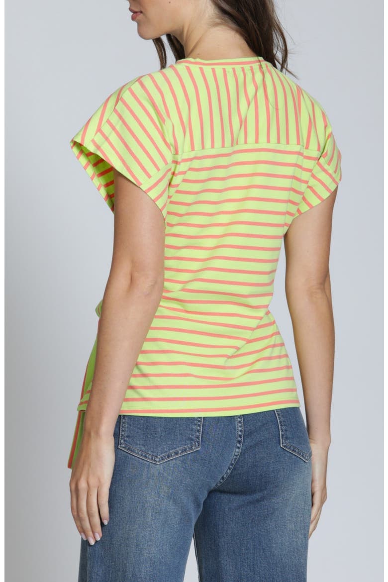 Stripe Side Tie T-Shirt, Alternate, color, CITRINE ORANGE MULTI