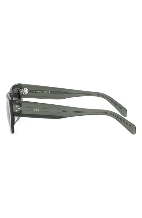 Celine Bold 3 Dots 53mm Geometric Sunglasses In Light Green/smoke