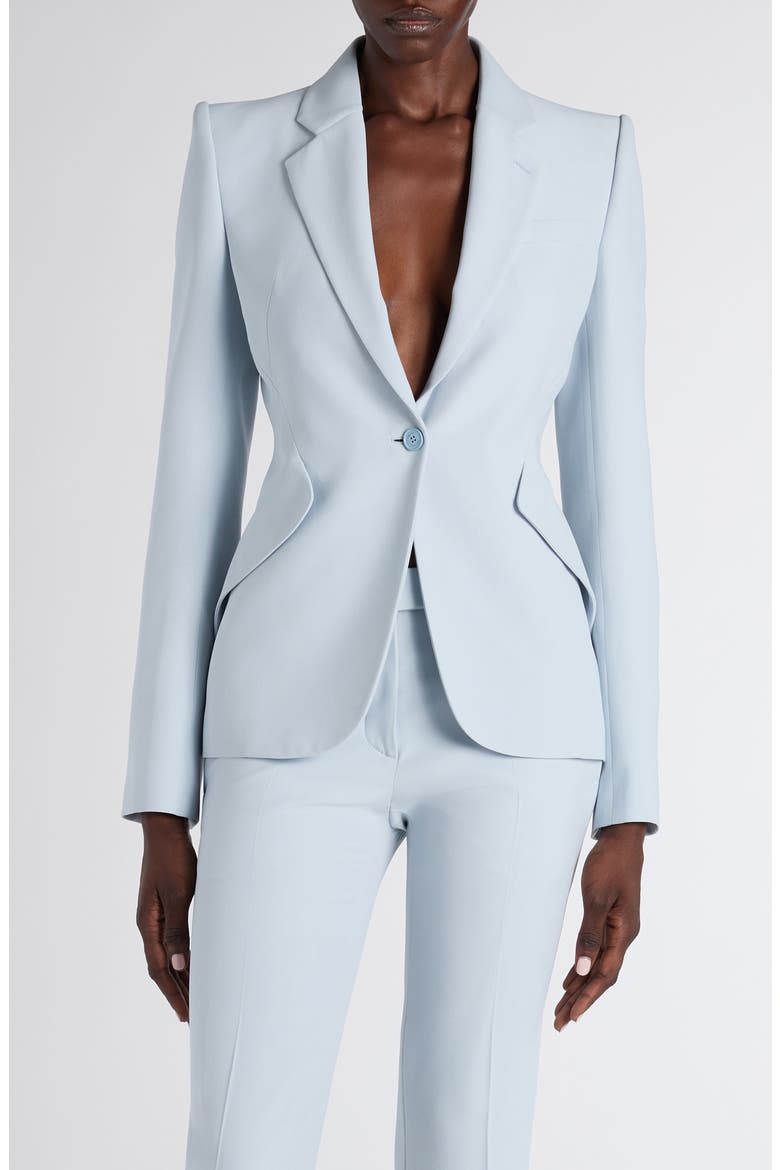 Leaf Crepe Jacket, Main, color, TURQUOISE BLUE