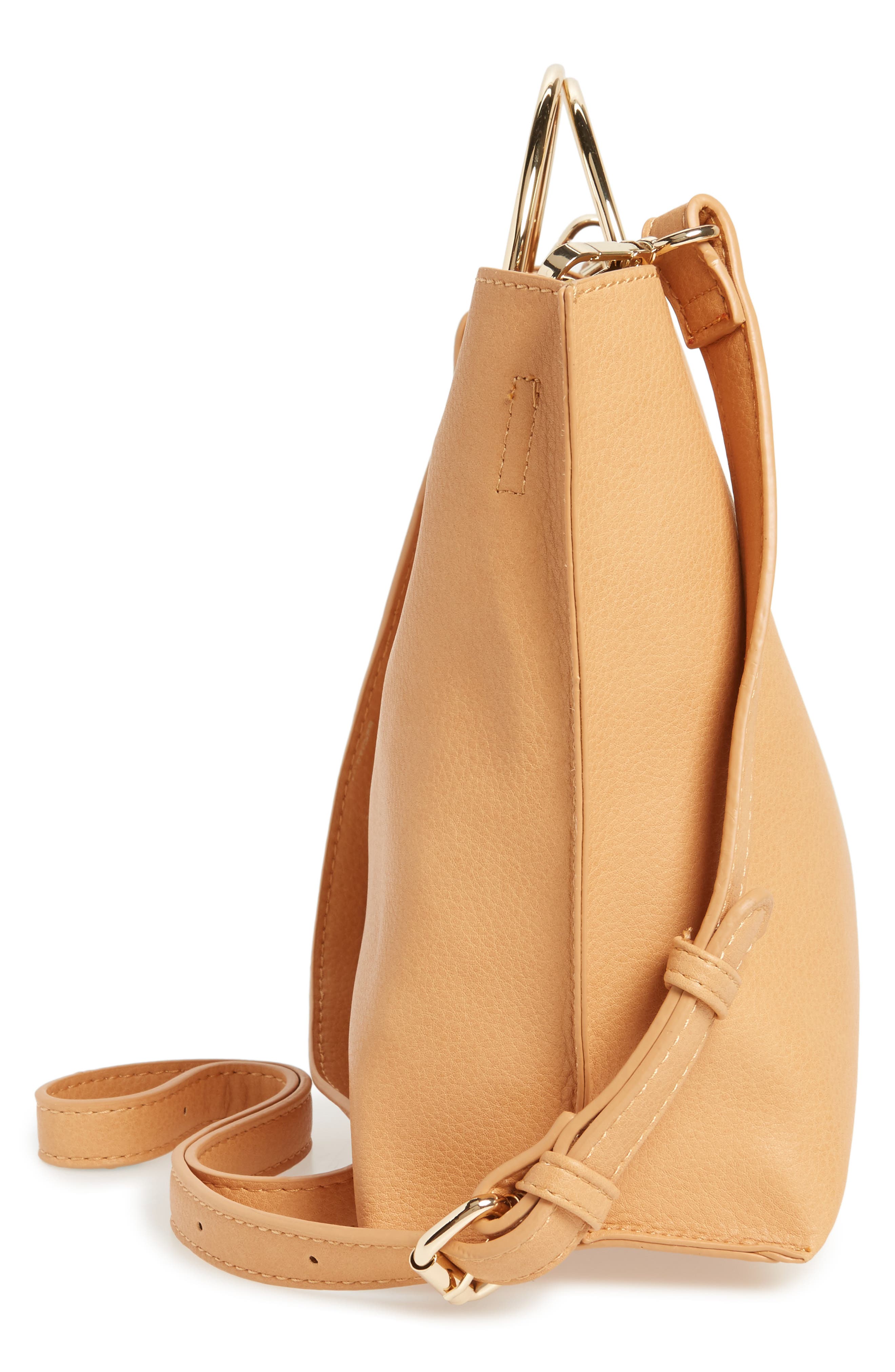 BP. Metal Handle Faux Leather Crossbody Bag, Alternate, color, 