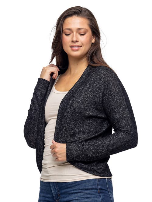 24seven Comfort Apparel Curved Hem Open Front Long Womens Bolero Shrug In Blue
