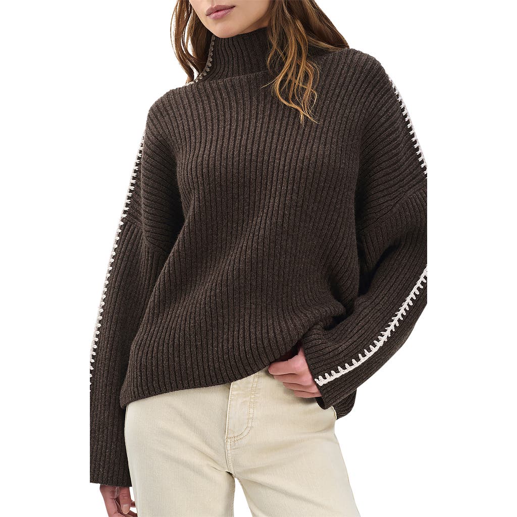 Rag & Bone Ingrid Turtleneck Rib Sweater In Brown